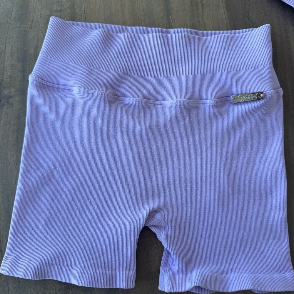 Bombshell Sportswear Lavender Ribbed Bike Shorts